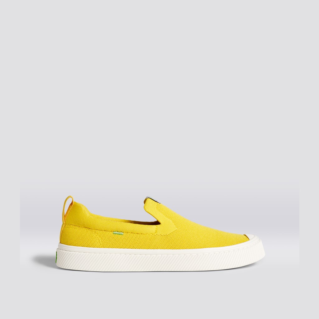 IBI Slip-On Cariuma Low Top Bamboo Weave Knit Vegan Jaune Homme | KGJ-0527012